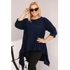 Moteriška Plus Size tamsiai mėlyna asimetrinio kirpimo tunika