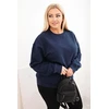 Moteriška Plus Size tamsiai mėlyna džemperio tipo palaidinė su apvalia iškirpte
