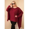 Moteriška Plus Size tunika su asimetrine apačia, burgundiška