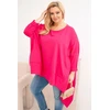 Moteriška Plus Size tunika su asimetriniu apačios kraštu, fuksijos spalvos