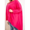 Moteriška Plus Size tunika su asimetriniu apačios kraštu, fuksijos spalvos