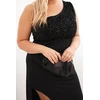 Moteriška Plus Size vakarinė suknelė ant vieno peties, juodos spalvos