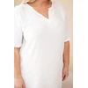 Moteriška Plus Size viskozės suknelė trumpomis rankovėmis ir V formos iškirpte, balta