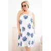 Moteriška Plus Size viskozinė gėlių rašto suknelė su nėrinių iškirpte, balta