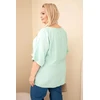 Moteriška Plus Size viskozinė palaidinė su dekoratyvine skarele, mėtų spalvos