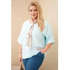 Moteriška Plus Size viskozinė palaidinė su dekoratyvine skarele, mėtų spalvos