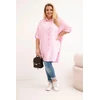 Moteriška Plus Size viskozinė palaidinė su ilgesne nugara, rožinės spalvos