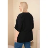 Moteriška Plus Size viskozinė palaidinė su dekoratyvine skarele, juoda