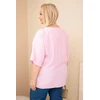 Moteriška Plus Size viskozinė palaidinė su dekoratyvine skarele, rožinės spalvos