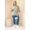 Moteriška Plus Size viskozinė palaidinė su dekoratyvine skarele, chaki spalvos