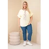 Moteriška Plus Size viskozinė palaidinė su dekoratyvine skarele, geltonos spalvos