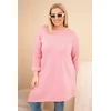 Moteriška Plus Size viskozinė suknelė, pudrinės rožinės spalvos
