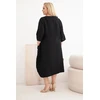 Moteriška Plus Size viskozinė suknelė su kišenėmis, juoda