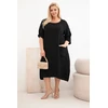 Moteriška Plus Size viskozinė suknelė su kišenėmis, juoda