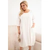 Moteriška Plus Size viskozinė suknelė su kišenėmis, trumpomis rankovėmis, smėlio spalvos