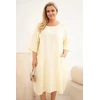 Moteriška Plus Size viskozinė suknelė su kišenėmis, geltona