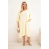 Moteriška Plus Size viskozinė suknelė su kišenėmis, geltona