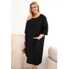 Moteriška Plus Size viskozinė suknelė su kišenėmis, juoda