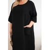 Moteriška Plus Size viskozinė suknelė su kišenėmis, juoda