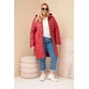 Moteriška Plus Size žieminė dygsniuota striukė su gobtuvu, bordinės spalvos