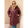 Moteriška Plus Size žieminė dygsniuota striukė su gobtuvu, burgundiškos spalvos