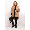 Moteriška Plus Size žieminė dygsniuota striukė su gobtuvu, kapučino spalvos