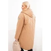 Moteriška Plus Size žieminė dygsniuota striukė su gobtuvu, kapučino spalvos