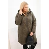 Moteriška Plus Size žieminė dygsniuota striukė su gobtuvu, chaki spalvos