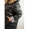 Moteriška Plus Size žieminė striukė su gobtuvu ir kailiuku, juodos spalvos