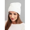 Moteriška žieminė kepurė beanie su dekoratyviniu pynimu, balta
