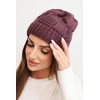Moteriška žieminė kepurė beanie su dekoratyviniu pynimu, tamsiai violetinė