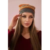 Moteriška žieminė kepurė Patrycja, oranžinės ir juodos spalvų
