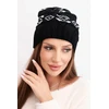 Moteriška žieminė kepurė su geometriniu raštu, juodos ir baltos spalvos
