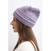Moteriška žieminė kepurė su pynių raštu K428, violetinės spalvos