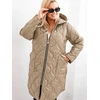 Moteriška žieminė Plus Size striukė su gobtuvu, kapučino spalvos