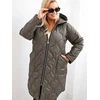 Moteriška žieminė Plus Size striukė su gobtuvu, fango spalvos