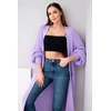 Moteriškas ilgas kardiganas, šviesiai violetinės spalvos