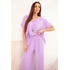 Moteriškas komplektas su palaidine ir kelnėmis, šviesiai violetinės spalvos