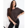 Moteriškas megztinis iš medvilnės su pynių raštu, rudas