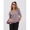 Moteriškas megztinis su V formos iškirpte Italy Moda, violetinis