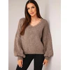 Moteriškas megztinis su vilna, laisvo kirpimo, fango spalvos