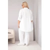 Moteriškas muslino Plus Size komplektas su sagomis, balta spalva