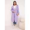 Moteriškas paltas su diržu ir apykakle, šviesiai violetinis