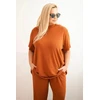 Moteriškas Plus Size 3 dalių komplektas, kapučino spalvos