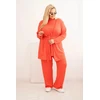 Moteriškas Plus Size 3 dalių komplektas, avietinės spalvos