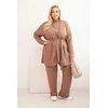 Moteriškas Plus Size 3 dalių komplektas, kapučino spalvos