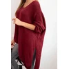 Moteriškas Plus Size asimetrinis megztinis su V formos iškirpte, burgundiškos spalvos