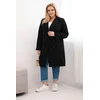 Moteriškas Plus Size dvieilis paltas su apykakle, juodos spalvos