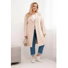Moteriškas Plus Size dvieilis paltas su apykakle, smėlio spalvos
