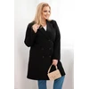 Moteriškas Plus Size dvieilis paltas su apykakle, juodos spalvos